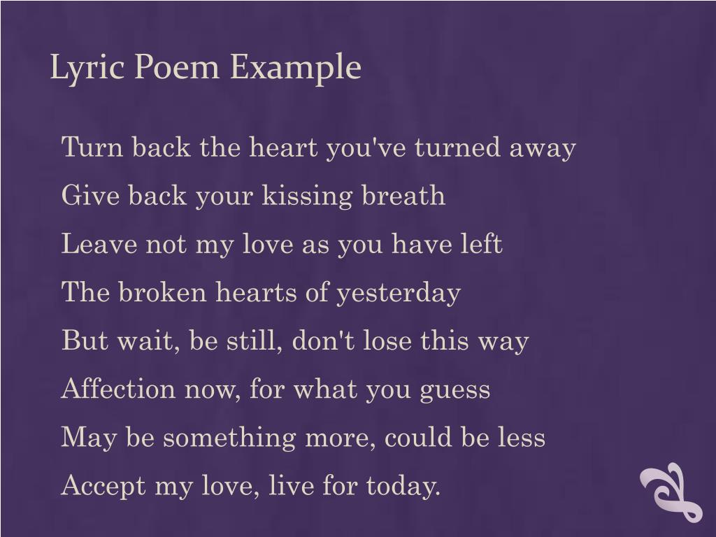 What Is Lyric Poetry Example - slide share