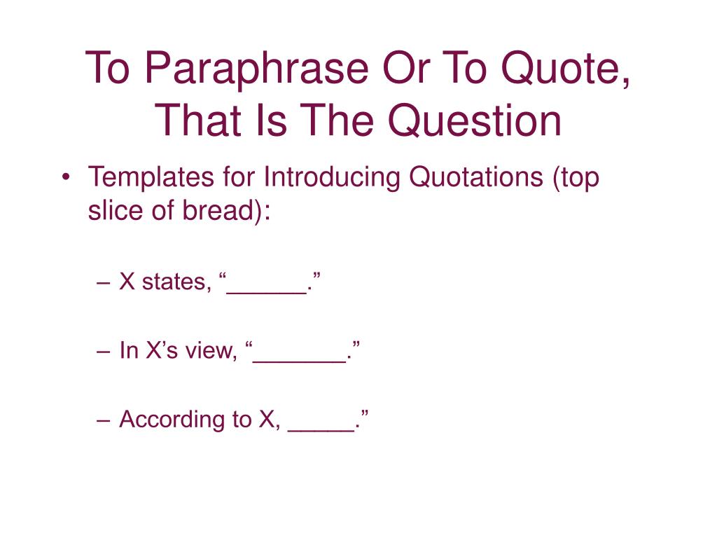 templates for explaining quotations