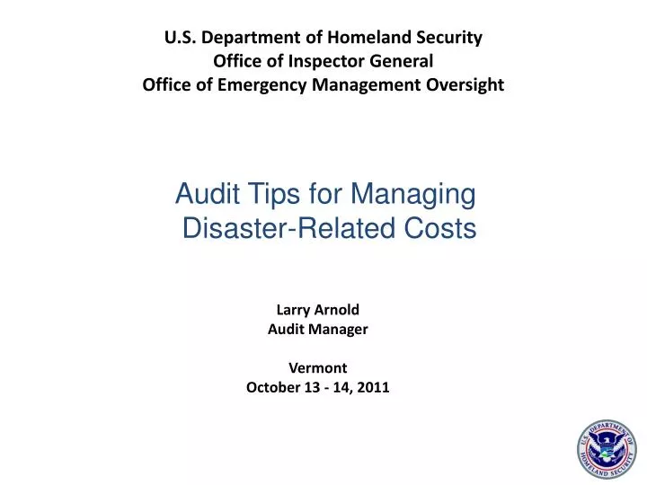 Ppt u s department of homeland security office of inspector general