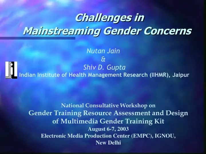 PPT Challenges in Mainstreaming Gender Concerns PowerPoint