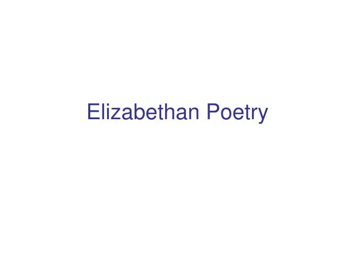 elizabethan poetry n.