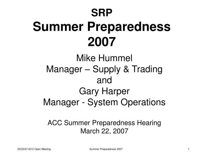 srp summer preparedness 2007 n.