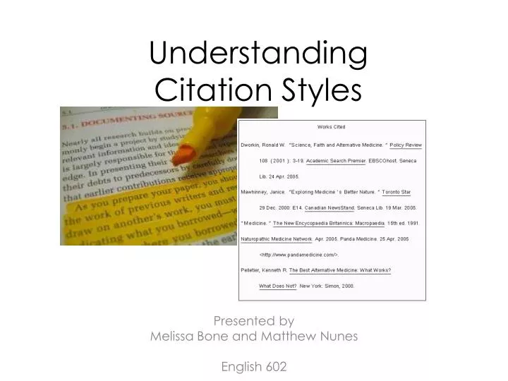 PPT Understanding Citation Styles PowerPoint