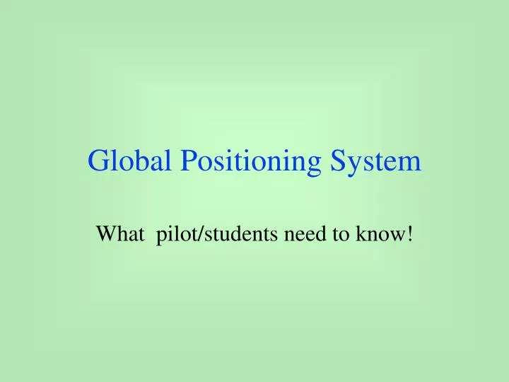 global positioning system n.