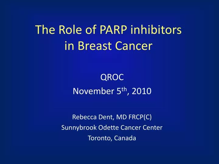 the role of parp inhibitors in breast cancer n.