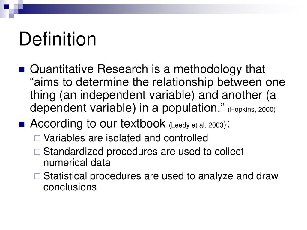 quantitative research definition of terms example