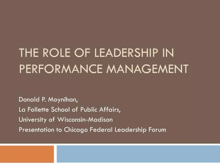 the role of leadership in performance management n.