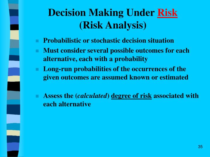 decision theory under risk 1 research problem from the eld of economics, expected utility theory is a normative model of decision making under risk in contrast, from the eld of psychology, prospect. decision theory under risk 1 research problem from the eld of economics, expected utility theory is a normative model of decision making under risk in contrast, from the eld of psychology, prospect.