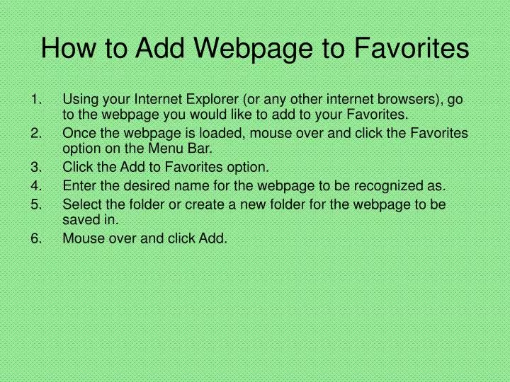 how to add webpage to favorites n.
