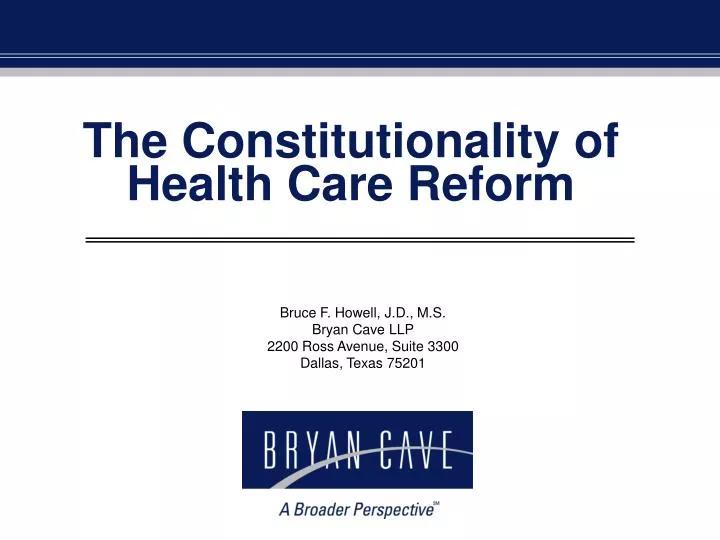 the constitutionality of health care reform n.