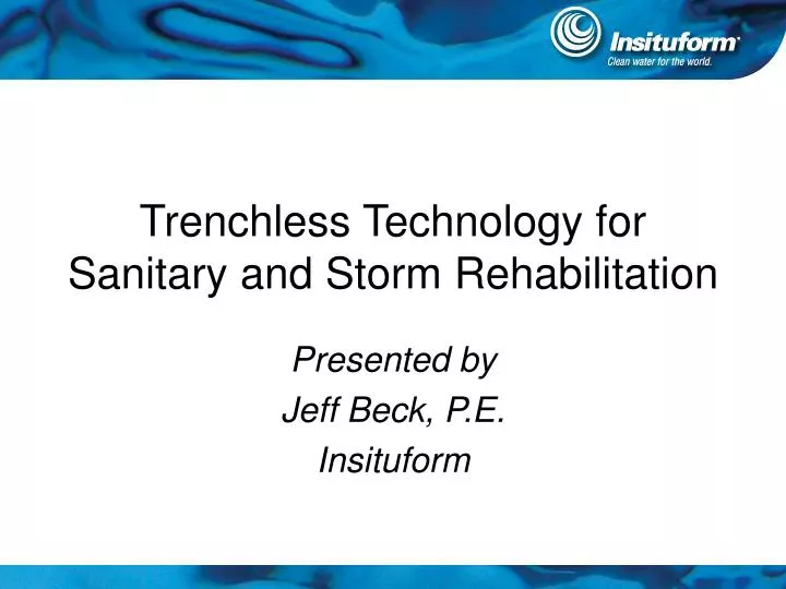 trenchless technology for sanitary and storm rehabilitation n.