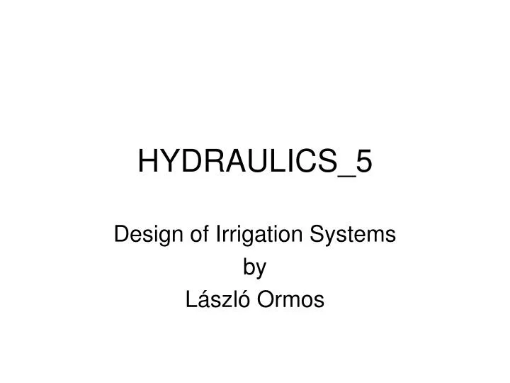hydraulics 5 n.