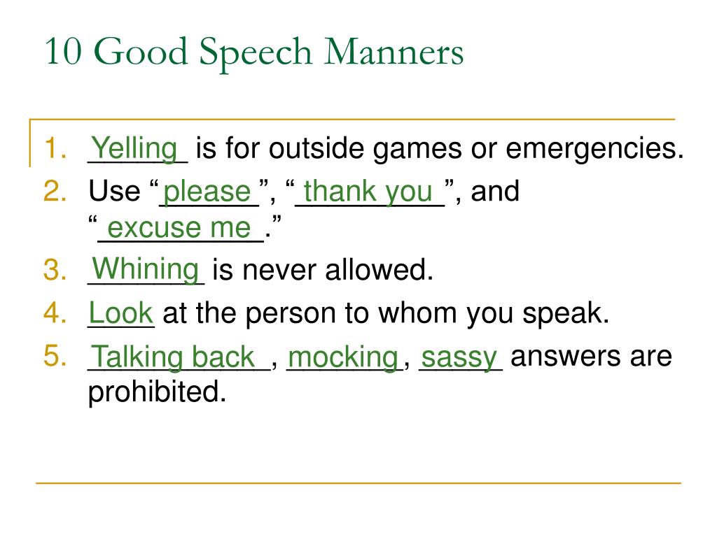 speech in english manners