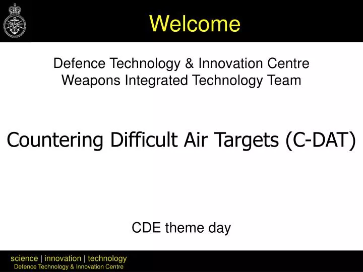 defence technology innovation centre weapons integrated technology team cde theme day n.