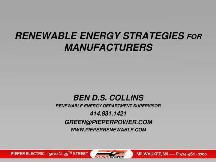 renewable energy strategies for manufacturers n.