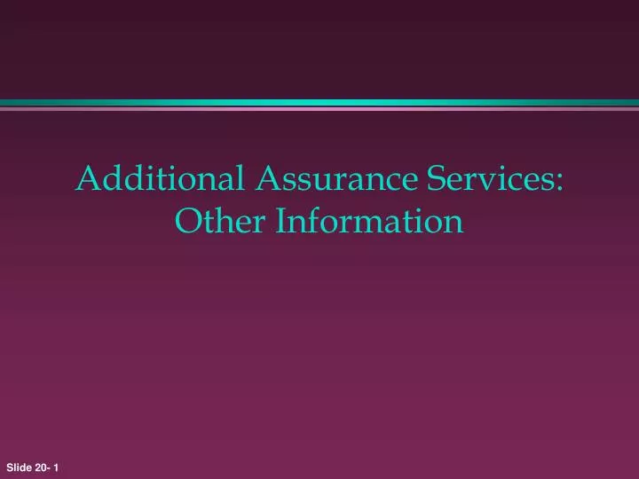 additional assurance services other information n.