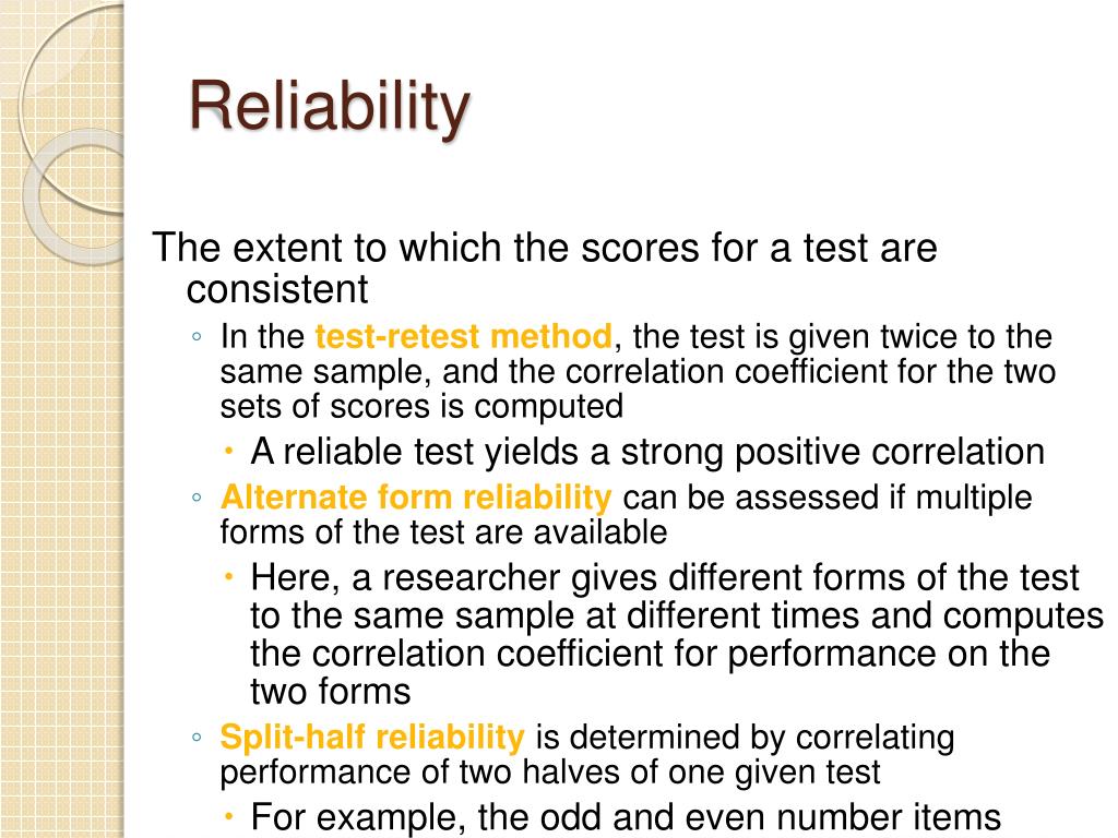 reliability in psychological testing