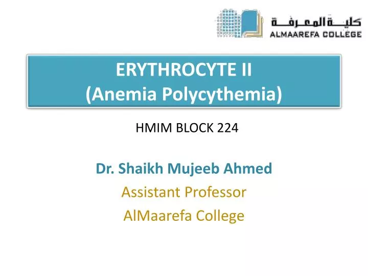 erythrocyte ii anemia polycythemia n.