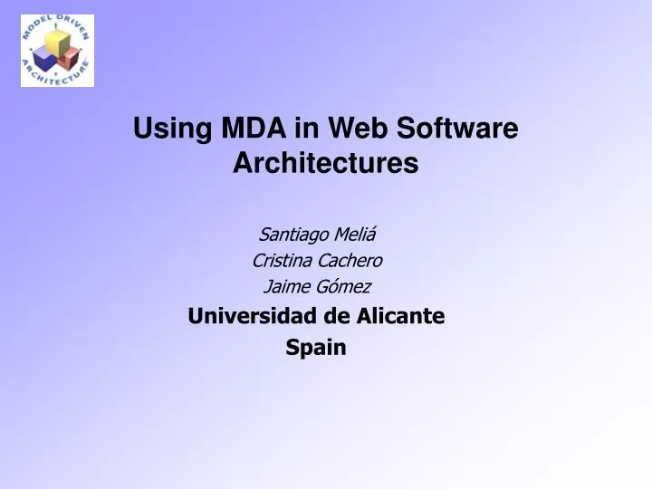 using mda in web software architectures n.