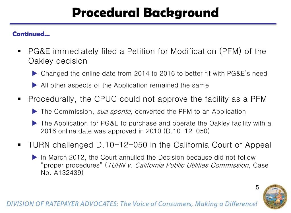 PPT - PG\u0026E's Oakley Application (A.12 