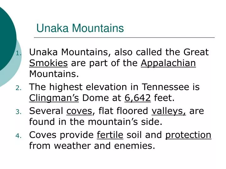 unaka mountains n.