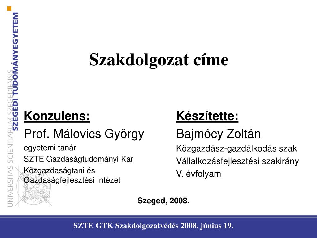 PPT - Szakdolgozat címe PowerPoint Presentation, free download - ID:1454532