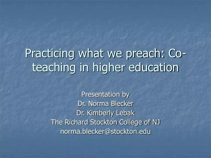 practicing what we preach co teaching in higher education n.