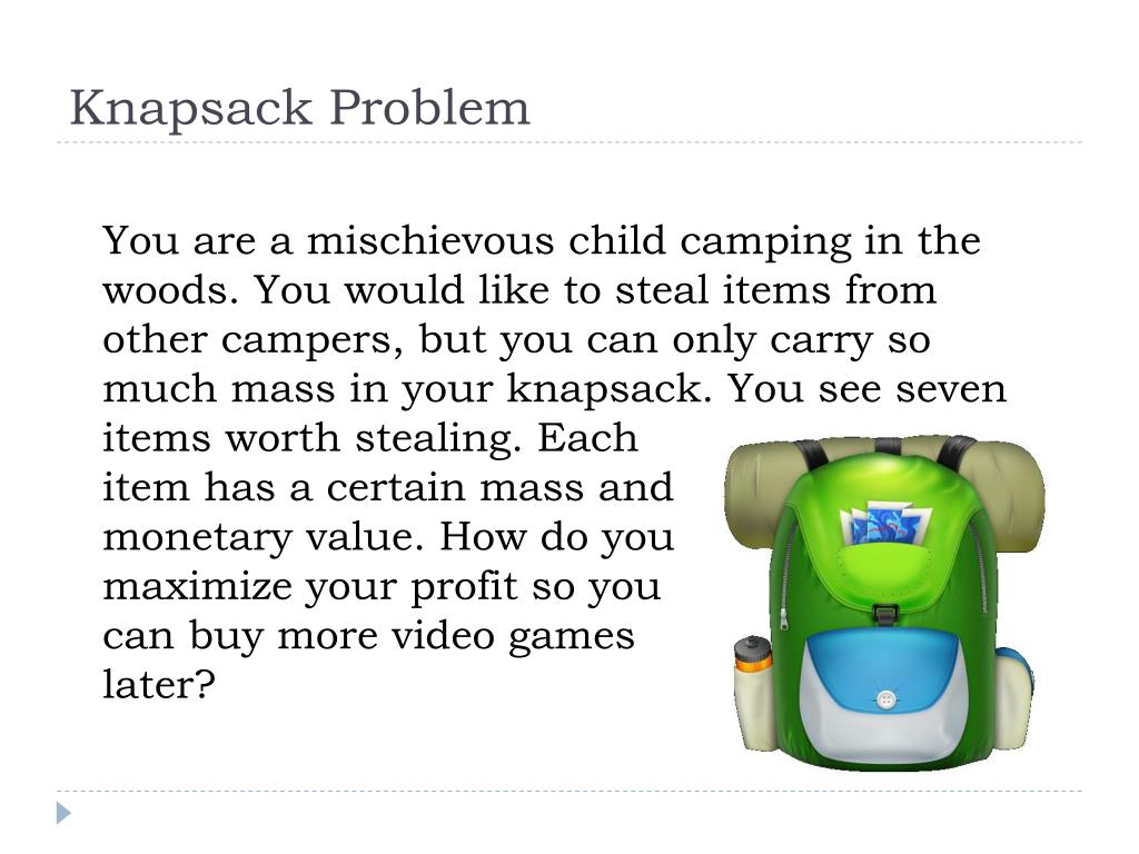 knapsack problem example