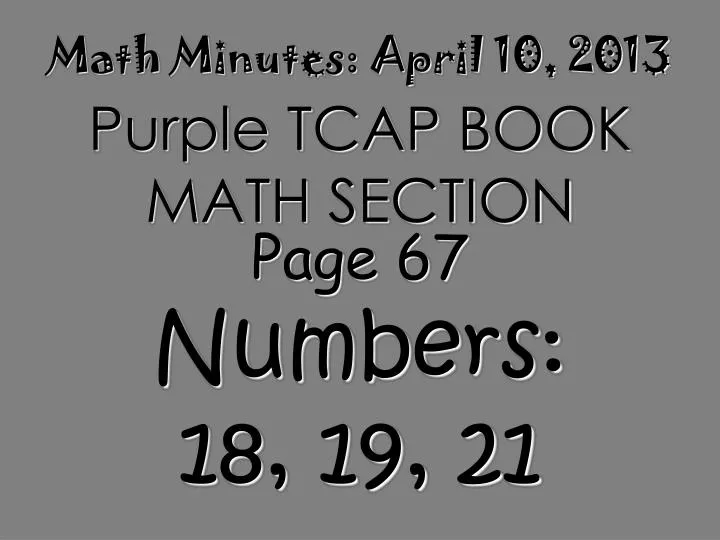 math minutes april 10 2013 n.
