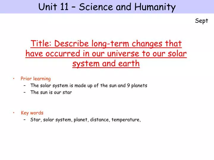 Ppt Prior Learning The Solar System Is Made Up Of The Sun