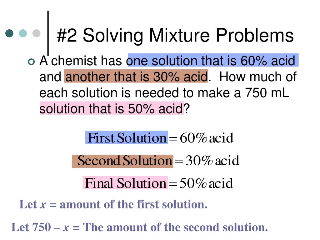 solving mixture problems assignment