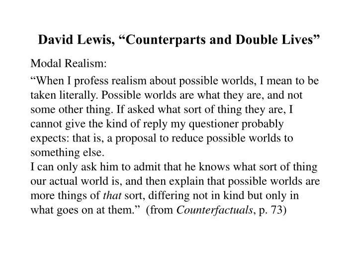 david lewis counterparts and double lives n.