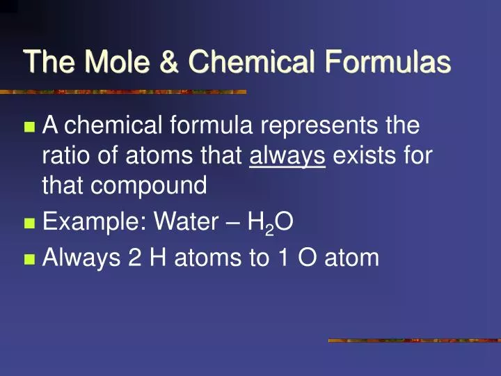 the mole chemical formulas n.