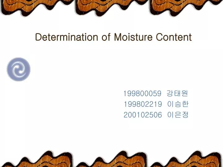 determination of moisture content n.