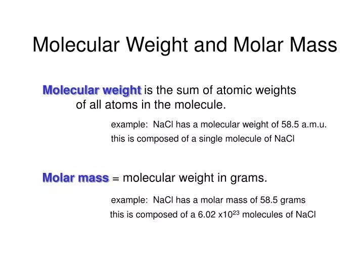 molecular weight and molar mass n.