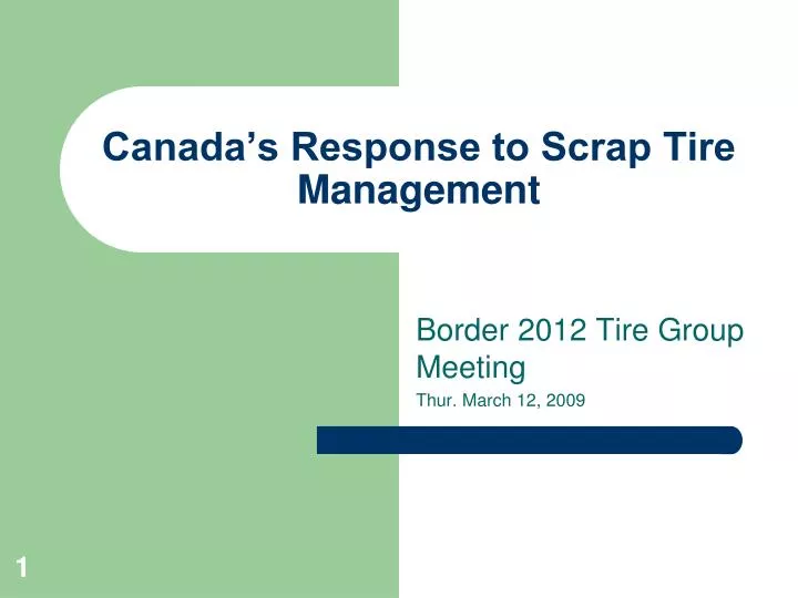 canada s response to scrap tire management n.