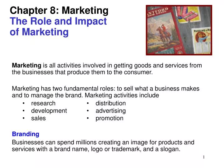chapter 8 marketing the role and impact of marketing n.