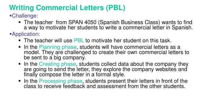 writing commercial letters pbl n.