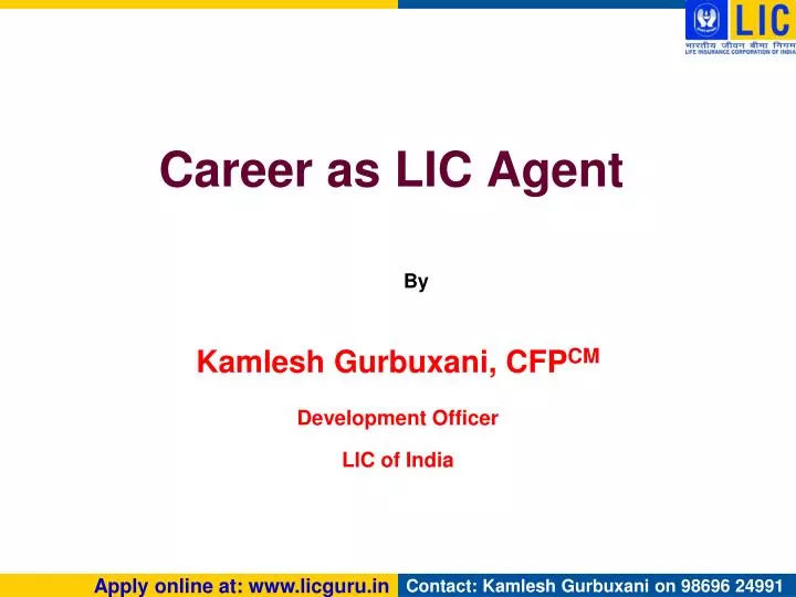 career as lic agent n.