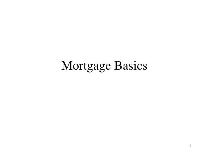 mortgage basics n.
