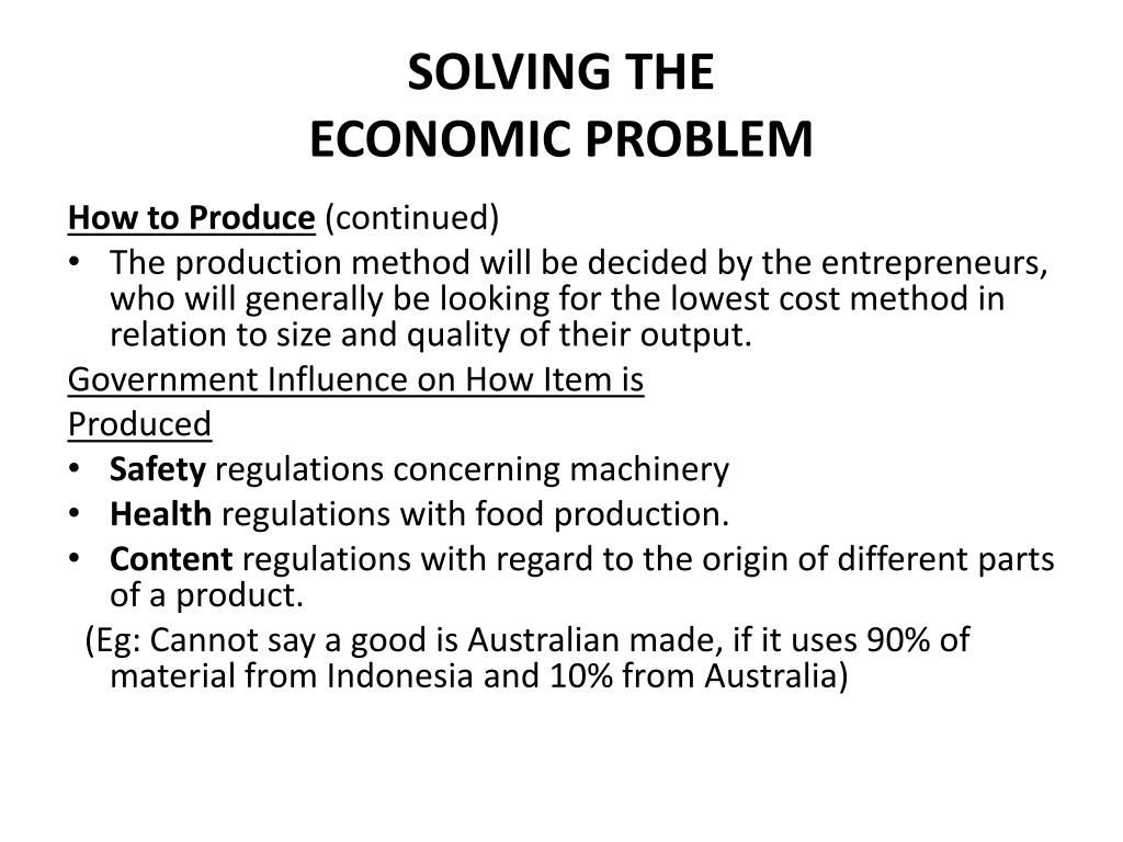 solving economic problems