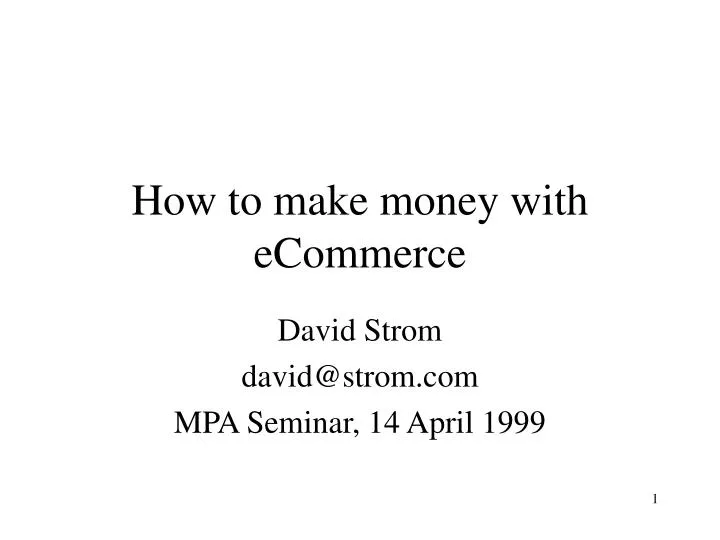how to make money with ecommerce n.