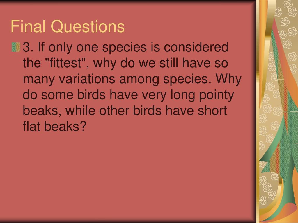 research questions about natural selection