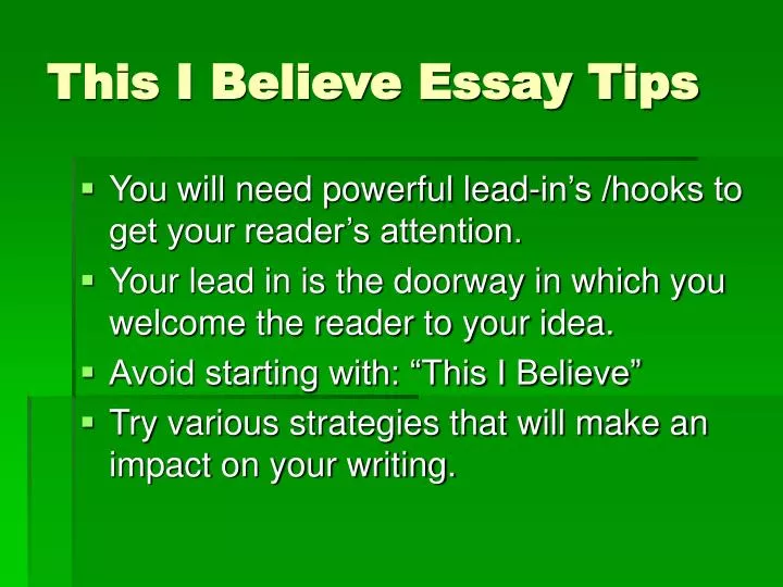 good this i believe essay ideas