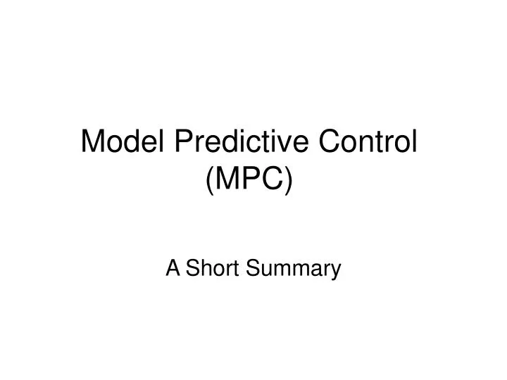 model predictive control mpc n.