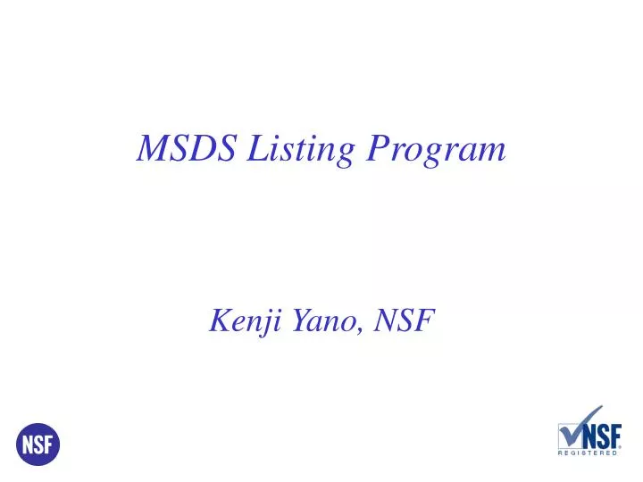 msds listing program kenji yano nsf n.