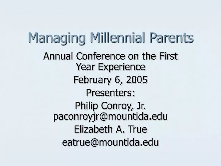 managing millennial parents n.