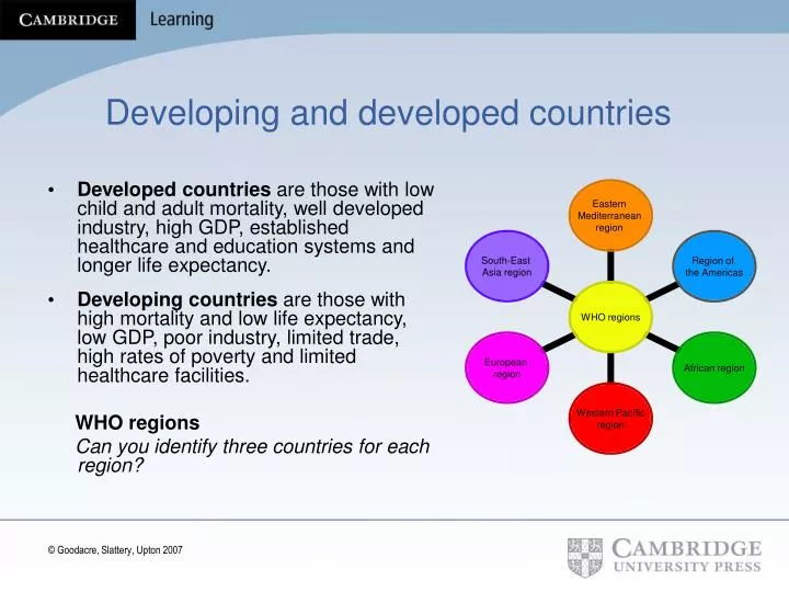 developing and developed countries n.