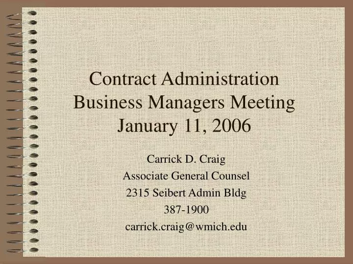 contract administration business managers meeting january 11 2006 n.