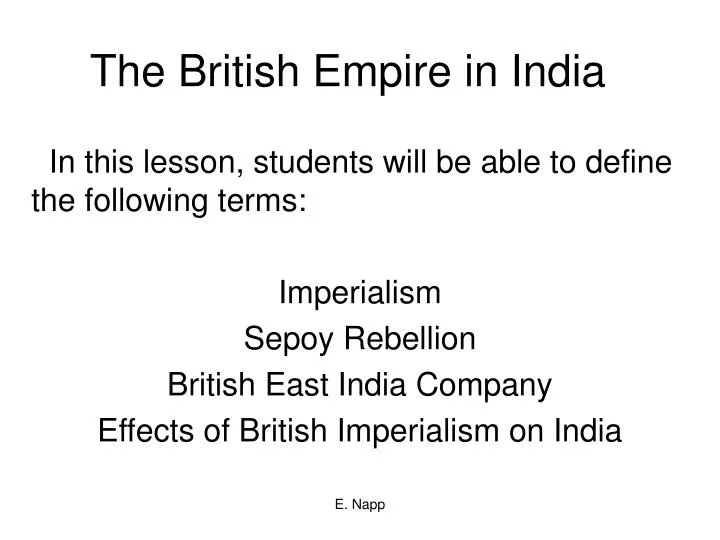 the british empire in india n.